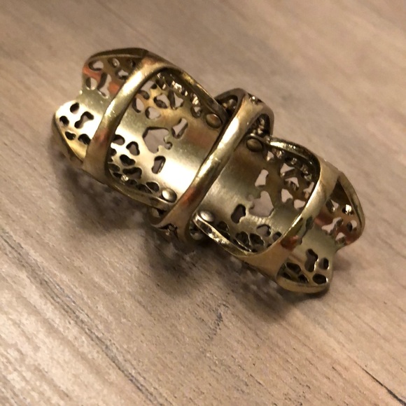 Gold / Rhinestone knuckle ring - Picture 2 of 5
